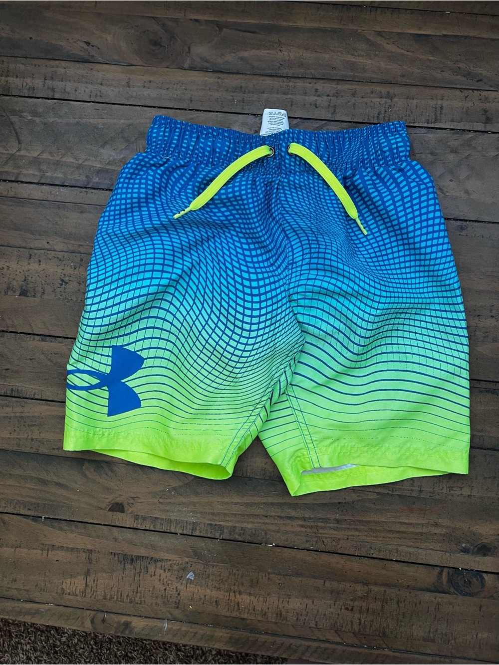 Under Armour Boys' Blue & Neon Green Swim Shorts